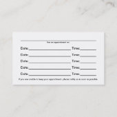 モダンな渦巻のカイロプラクティックのアポイントメントカード 予約カード (裏面)