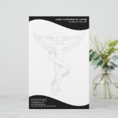 モダンな渦巻のカイロプラクティックの紋章の文房具 便箋 (スタンド正面)