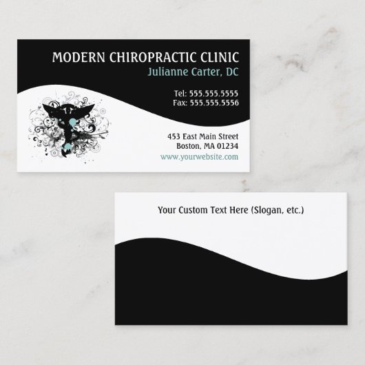 モダンな渦巻のフェミニンなカイロプラクティックの名刺 名刺 (正面/裏面)