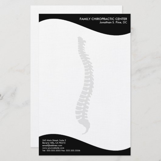 モダンな渦巻の側面脊柱のカイロプラクティックの文房具 便箋 (正面/裏面)