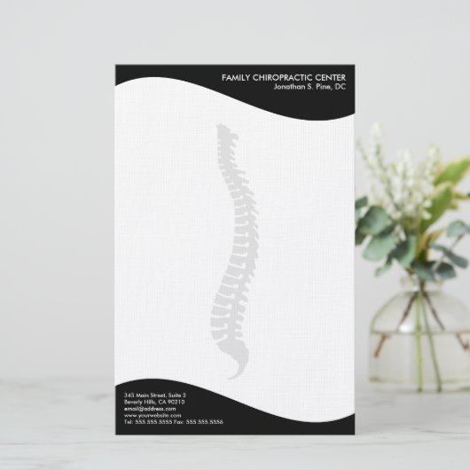 モダンな渦巻の側面脊柱のカイロプラクティックの文房具 便箋 (スタンド正面)