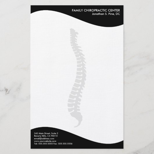 モダンな渦巻の側面脊柱のカイロプラクティックの文房具 便箋 (正面)