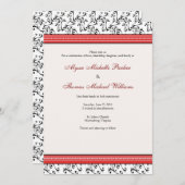 モダンな渦巻の結婚式招待状(赤い) 招待状 (正面/裏面)