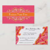 モダンな渦巻の華麗さのハートの蜜柑のショッキングピンク 名刺 (正面/裏面)