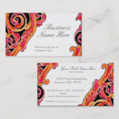 モダンな渦巻の華麗さのハートの蜜柑のショッキングピンク 名刺 (正面/裏面)