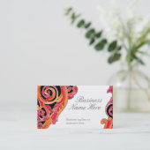 モダンな渦巻の華麗さのハートの蜜柑のショッキングピンク 名刺 (スタンド正面)