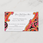 モダンな渦巻の華麗さのハートの蜜柑のショッキングピンク 名刺 (裏面)