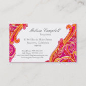 モダンな渦巻の華麗さの名刺の蜜柑のピンク 名刺 (裏面)