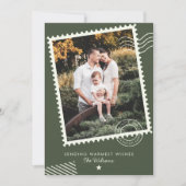 モダンな温かい家族の写真 かわいいスタンプ シーズンカード (正面)