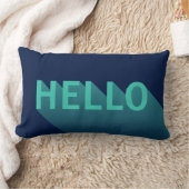 モダンな濃紺および水のティール(緑がかった色)のこんにちはタイポグラフィ ランバークッション (ブランケット)