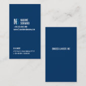 モダンな濃紺のモノグラム 名刺 (正面/裏面)