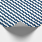 モダンな濃紺の白のストライプパターン ラッピングペーパー (角)