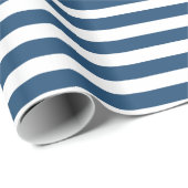 モダンな濃紺の白のストライプパターン ラッピングペーパー (ロールコーナー)