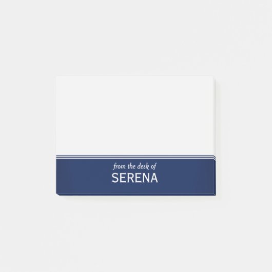モダンな濃紺パーソナライズな4" x 3" ポストイット (正面)