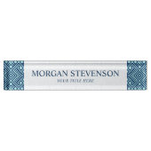 モダンな濃紺幾何学的なパターン デスクネームプレート (正面)