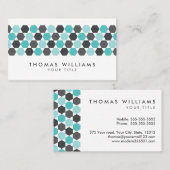 モダンな灰色および水の青い六角形のボーダー 名刺 (正面/裏面)