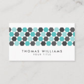 モダンな灰色および水の青い六角形のボーダー 名刺 (正面)