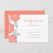 モダンな灰色および珊瑚ばら色の結婚RSVP 出欠カード (正面/裏面)