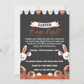 モダンな灰色とオレンジのビンゴナイト招待状 招待状 (正面)