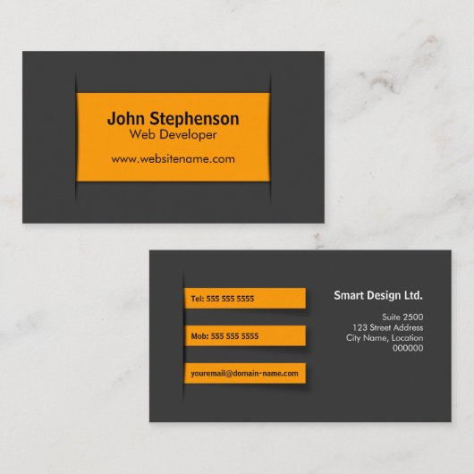 モダンな灰色のオレンジ 名刺 (正面/裏面)