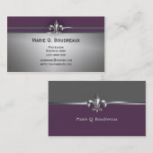 モダンな灰色のナスの（紋章の）フラ・ダ・リ 名刺 (正面/裏面)