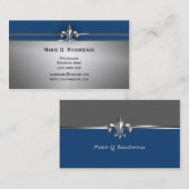 モダンな灰色の青い（紋章の）フラ・ダ・リ 名刺 (正面/裏面)