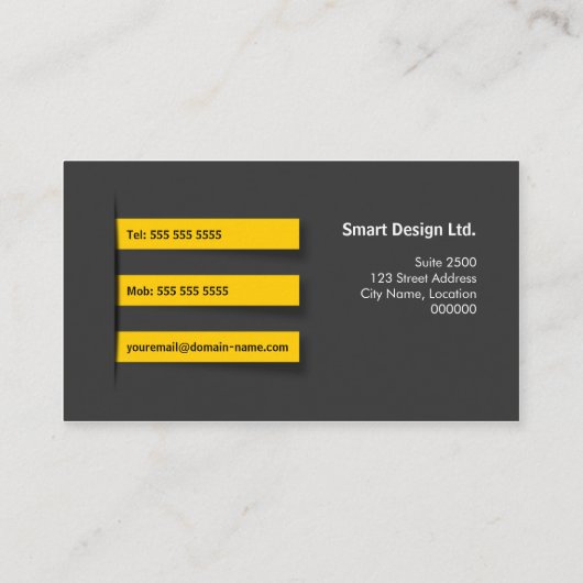 モダンな灰色の黄色 名刺 (裏面)