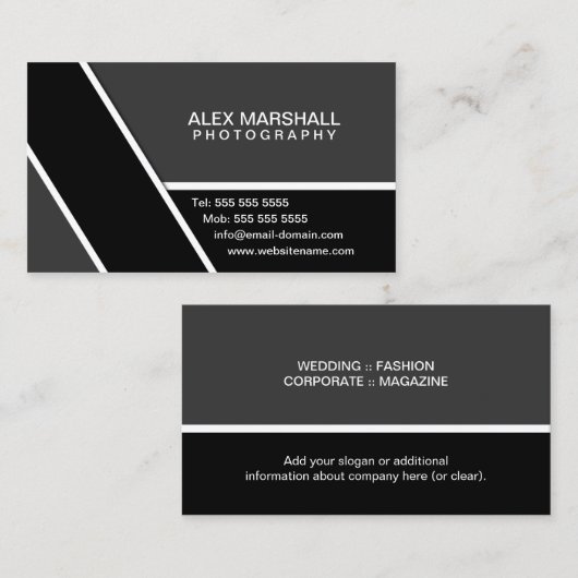 モダンな灰色の黒 名刺 (正面/裏面)