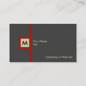 モダンな灰色及び赤いモノグラムの名刺 名刺 (裏面)