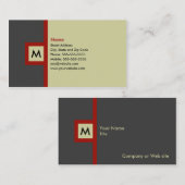 モダンな灰色及び赤いモノグラムの名刺 名刺 (正面/裏面)