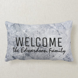 モダンな灰色白の大理石の歓迎のモノグラムの名前 ランバークッション