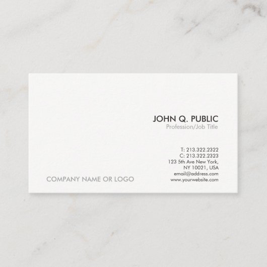モダンな灰色白の専門のシンプルなエレガント 名刺 (正面)