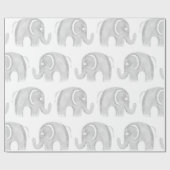 モダンな灰色白の水彩画の手塗り象 ラッピングペーパー (フラット)