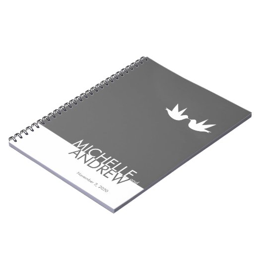 モダンな灰色白の結婚式の来客名簿のオルガナイザー ノートブック (左側)