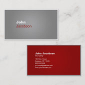 モダンな灰色、赤く及び白く明白な名刺 名刺 (正面/裏面)