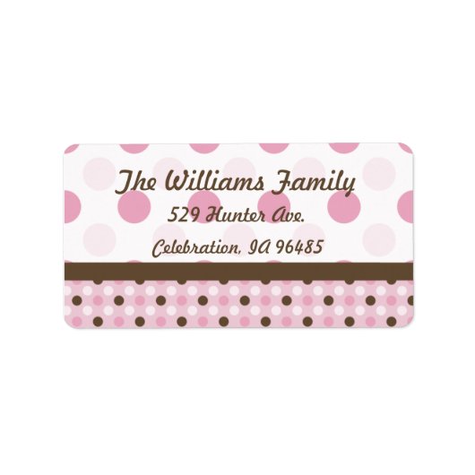 モダンな点の宛名ラベルのピンク ラベル (正面)