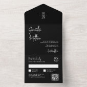 モダンな無骨なミニマリストの結婚式QRコード オールインワン招待状 (内側)
