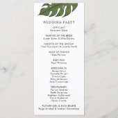モダンな熱帯グリーンの結婚式 プログラム (裏面)