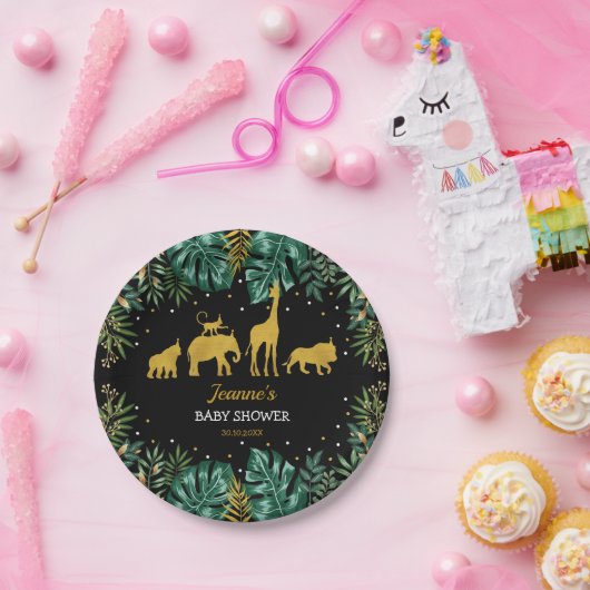 モダンな熱帯ジャングルサファリのベビーシャワー ペーパープレート (パーティー)