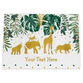 モダンな熱帯ジャングルサファリ動物のパーティー ラージペーパーバッグ (正面)