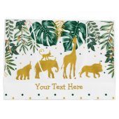 モダンな熱帯ジャングルサファリ動物のパーティー ラージペーパーバッグ (裏面)