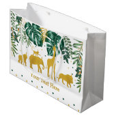 モダンな熱帯ジャングルサファリ動物のパーティー ラージペーパーバッグ (正面アングル)
