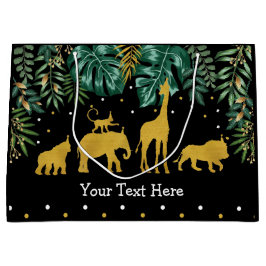 モダンな熱帯ジャングルサファリ動物野生の1 ラージペーパーバッグ