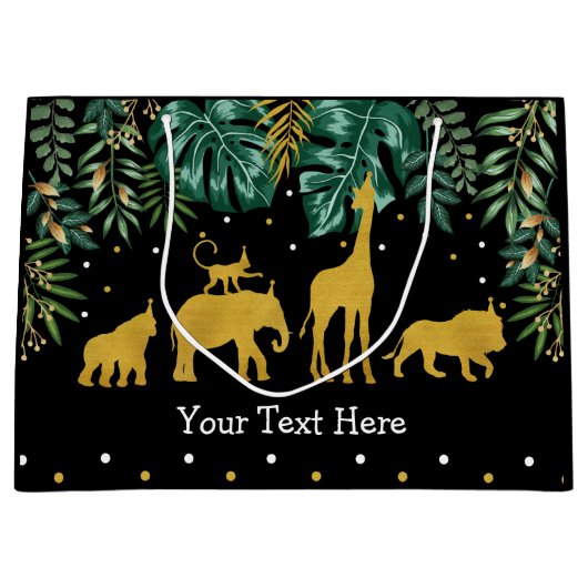 モダンな熱帯ジャングルサファリ動物野生の1 ラージペーパーバッグ (正面)