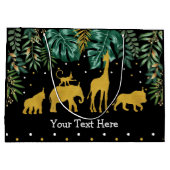 モダンな熱帯ジャングルサファリ動物野生の1 ラージペーパーバッグ (裏面)