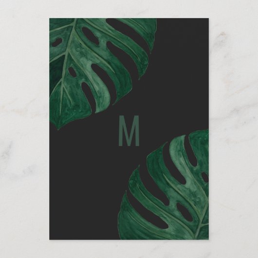 モダンな熱帯スイスチーズの葉の金ゴールドの結婚 メニュー (裏面)