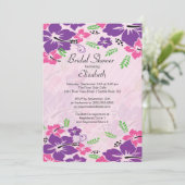 モダンな熱帯ハイビスカスによってはブライダルシャワーが開花します 招待状 (スタンド正面)
