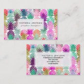 モダンな熱帯パイナップルパステルの水彩画 名刺 (正面/裏面)