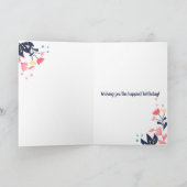 モダンな熱帯パステル調の花のハッピーバースデー カード (内部)