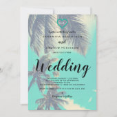 モダンな熱帯ビーチのやし上敷の写真の結婚式 招待状 (正面)